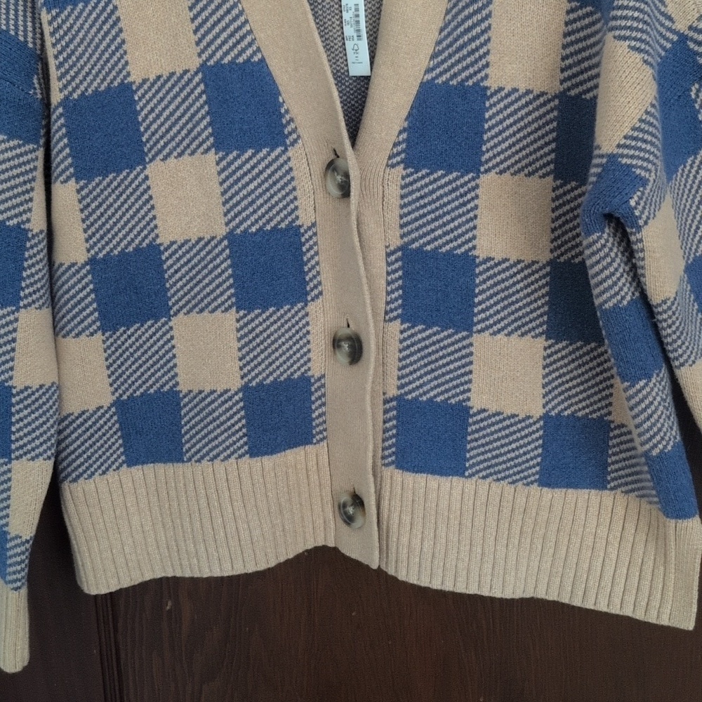 New Madewell Bayberry Cardigan Sweater in Buffalo Check Kim Kardashian Size XS - Picture 12 of 14